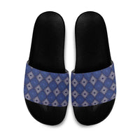 Indigo Diamond African Ankara Pattern Slide Sandals