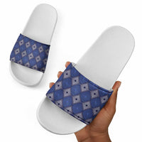 Indigo Diamond African Ankara Pattern Slide Sandals