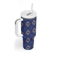 Indigo Diamond African Ankara Pattern Tumbler With Handle