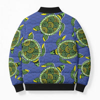 Emerald Turtle African Ankara Pattern Bomber Puffer Jacket