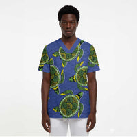 Emerald Turtle African Ankara Pattern Scrub Top