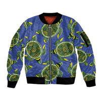 Emerald Turtle African Ankara Pattern Sleeve Zip Bomber Jacket