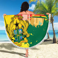 Ghana Republic Day Beach Blanket Black Star Square With Coat Of Arms