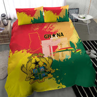 Ghana Republic Day Bedding Set Black Star Square With Coat Of Arms