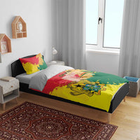 Ghana Republic Day Bedding Set Black Star Square With Coat Of Arms