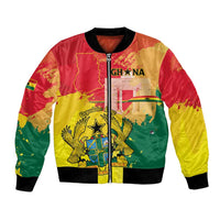 Personalized Ghana Republic Day Bomber Jacket Black Star Square With Coat Of Arms