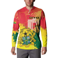 Personalized Ghana Republic Day Button Sweatshirt Black Star Square With Coat Of Arms