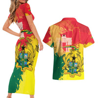 Personalized Ghana Republic Day Couples Matching Short Sleeve Bodycon Dress and Hawaiian Shirt Black Star Square With Coat Of Arms
