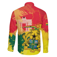 Personalized Ghana Republic Day Family Matching Off The Shoulder Long Sleeve Dress and Hawaiian Shirt Black Star Square With Coat Of Arms