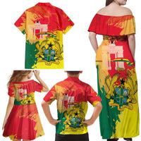 Personalized Ghana Republic Day Family Matching Off Shoulder Maxi Dress and Hawaiian Shirt Black Star Square With Coat Of Arms