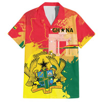 Personalized Ghana Republic Day Family Matching Off Shoulder Short Dress and Hawaiian Shirt Black Star Square With Coat Of Arms