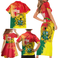 Personalized Ghana Republic Day Family Matching Short Sleeve Bodycon Dress and Hawaiian Shirt Black Star Square With Coat Of Arms