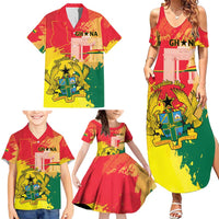 Personalized Ghana Republic Day Family Matching Summer Maxi Dress and Hawaiian Shirt Black Star Square With Coat Of Arms