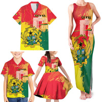 Personalized Ghana Republic Day Family Matching Tank Maxi Dress and Hawaiian Shirt Black Star Square With Coat Of Arms