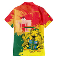 Personalized Ghana Republic Day Family Matching Tank Maxi Dress and Hawaiian Shirt Black Star Square With Coat Of Arms