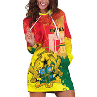 Personalized Ghana Republic Day Hoodie Dress Black Star Square With Coat Of Arms