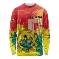 Personalized Ghana Republic Day Long Sleeve Shirt Black Star Square With Coat Of Arms
