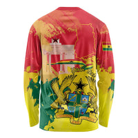 Personalized Ghana Republic Day Long Sleeve Shirt Black Star Square With Coat Of Arms