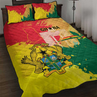 Ghana Republic Day Quilt Bed Set Black Star Square With Coat Of Arms
