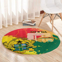 Ghana Republic Day Round Carpet Black Star Square With Coat Of Arms