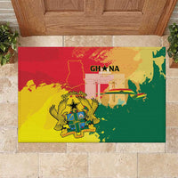 Ghana Republic Day Rubber Doormat Black Star Square With Coat Of Arms