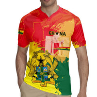 Personalized Ghana Republic Day Rugby Jersey Black Star Square With Coat Of Arms