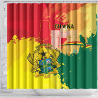Ghana Republic Day Shower Curtain Black Star Square With Coat Of Arms