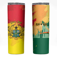 Personalized Ghana Republic Day Skinny Tumbler Black Star Square With Coat Of Arms