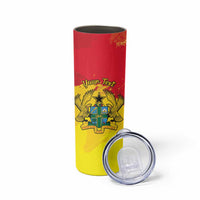 Personalized Ghana Republic Day Skinny Tumbler Black Star Square With Coat Of Arms