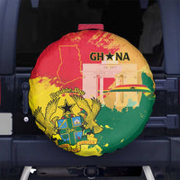 Ghana Republic Day Spare Tire Cover Black Star Square With Coat Of Arms