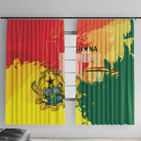 Ghana Republic Day Window Curtain Black Star Square With Coat Of Arms