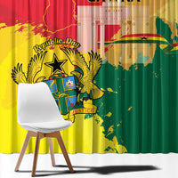 Ghana Republic Day Window Curtain Black Star Square With Coat Of Arms