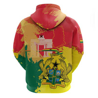 Personalized Ghana Republic Day Zip Hoodie Black Star Square With Coat Of Arms