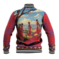 Kenya Adumu Dance Baseball Jacket Maasai Shuka Pattern - Kenyan Safari