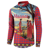 Kenya Adumu Dance Button Sweatshirt Maasai Shuka Pattern - Kenyan Safari