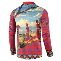 Kenya Adumu Dance Button Sweatshirt Maasai Shuka Pattern - Kenyan Safari