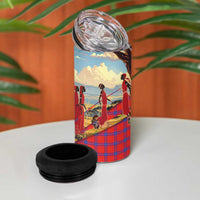 Kenya Adumu Dance 4 in 1 Can Cooler Tumbler Maasai Shuka Pattern - Kenyan Safari
