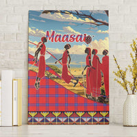 Kenya Adumu Dance Canvas Wall Art Maasai Shuka Pattern - Kenyan Safari