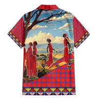 Kenya Adumu Dance Family Matching Mermaid Dress and Hawaiian Shirt Maasai Shuka Pattern - Kenyan Safari