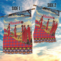 Kenya Adumu Dance Garden Flag Maasai Shuka Pattern - Kenyan Safari