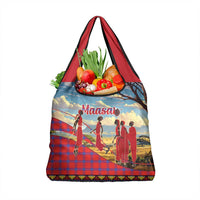 Kenya Adumu Dance Grocery Bag Maasai Shuka Pattern - Kenyan Safari
