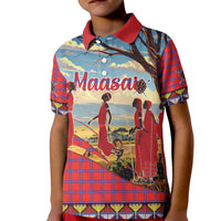 Kenya Adumu Dance Kid Polo Shirt Maasai Shuka Pattern - Kenyan Safari