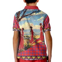 Kenya Adumu Dance Kid Polo Shirt Maasai Shuka Pattern - Kenyan Safari