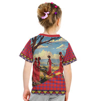Kenya Adumu Dance Kid T Shirt Maasai Shuka Pattern - Kenyan Safari