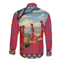 Kenya Adumu Dance Long Sleeve Button Shirt Maasai Shuka Pattern - Kenyan Safari