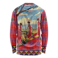 Kenya Adumu Dance Long Sleeve Shirt Maasai Shuka Pattern - Kenyan Safari