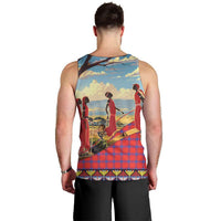 Kenya Adumu Dance Men Tank Top Maasai Shuka Pattern - Kenyan Safari