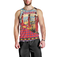 Kenya Adumu Dance Men Tank Top Maasai Shuka Pattern - Kenyan Safari