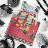 Kenya Adumu Dance Men Tank Top Maasai Shuka Pattern - Kenyan Safari