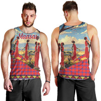 Kenya Adumu Dance Men Tank Top Maasai Shuka Pattern - Kenyan Safari